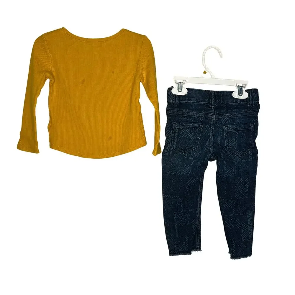 Old Navy girls’ goldenrod thermal top/Genuine Kids skinny jeans Size 2T